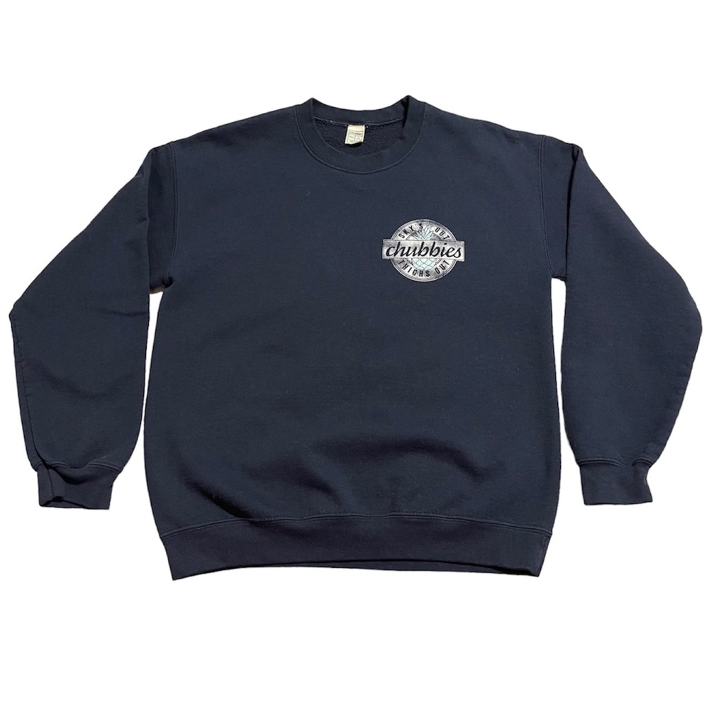 Chubbies Navy Blue Sky's Out Thighs Out Crewneck Sweatshirt Medium